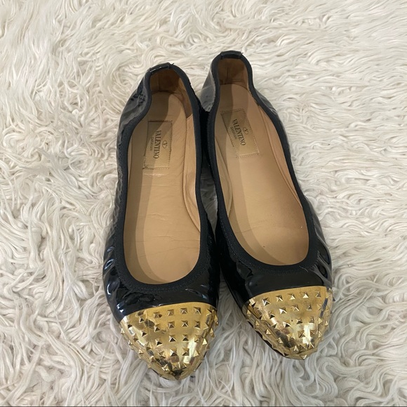 Valentino Rockstar Leather Flats Sz 7 - Picture 2 of 11
